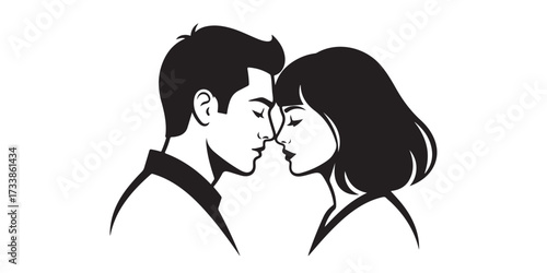 Couple in romantic embrace with eyes closed
