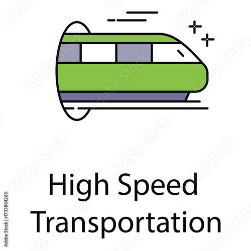 High Speed Transportation Vector Icon Representing Futuristic Rail Travel and Rapid Mobility