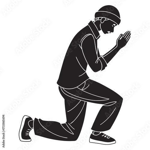 Man kneeling with hands clasped in prayer praying 2