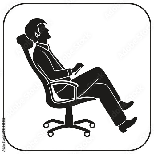 Man reclining in office chair with eyes closed sitting