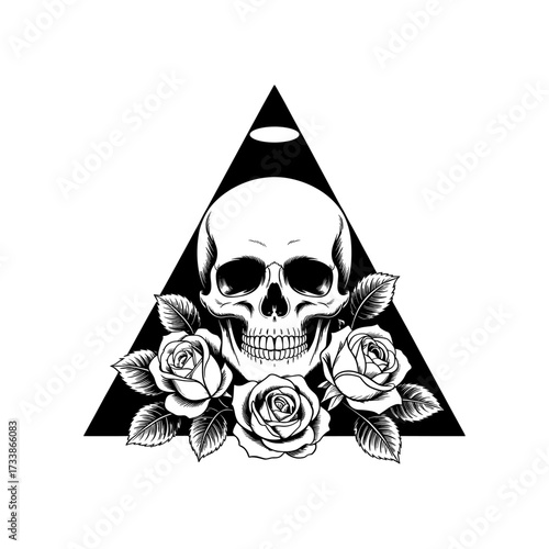 Skull and Vintage Tattoo T-shirt Vector Designs and Edgy, Punk-Inspired Graphics & Retro Tattoo Illustrations for Custom Graphic Tees-16