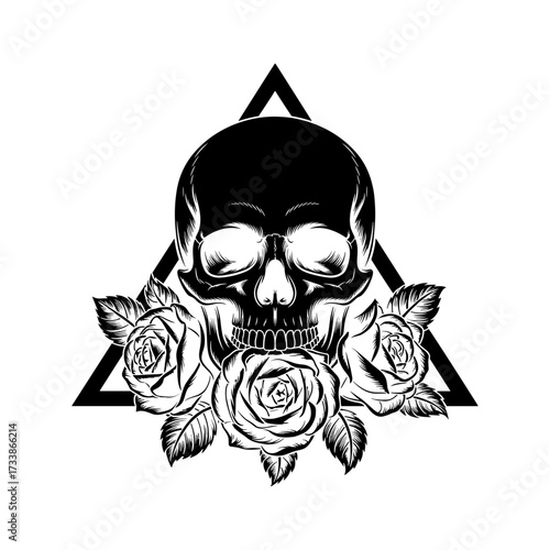 Skull and Vintage Tattoo T-shirt Vector Designs and Edgy, Punk-Inspired Graphics & Retro Tattoo Illustrations for Custom Graphic Tees-23