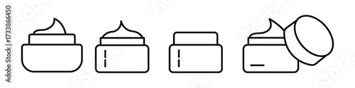 set of cream jar line icon. cosmetic product container line icon set. vector illustration 