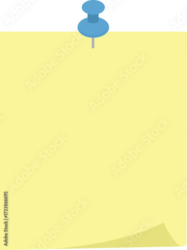 Yellow sticky note with blue push pin