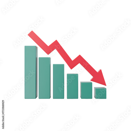Teal bars red arrow downward trend bar graph business Free Download Teal bars red arrow downward trend bar graph business - GFXLoad