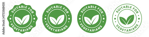 suitable for vegetarian label stamp. food product badge. organic product certificate symbol. vector illustration 
