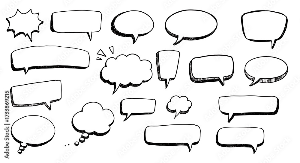 Obraz premium Collection of speech bubbles illustrations in various shapes and styles