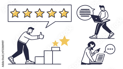 People interacting with feedback and progress elements