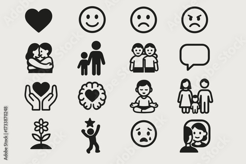 Emotional Intelligence and Mental Health Icons Set