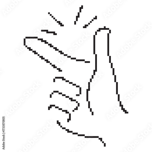 snap of fingers pixel icon, 8-bit. Isolated vector illustration.