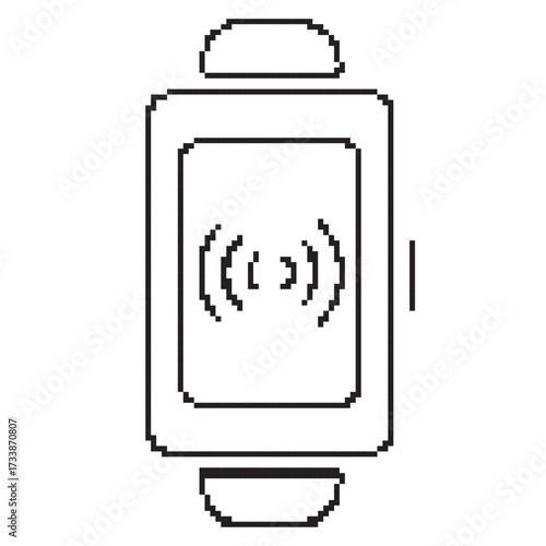 smart watch pixel icon, 8-bit. Isolated vector illustration.
