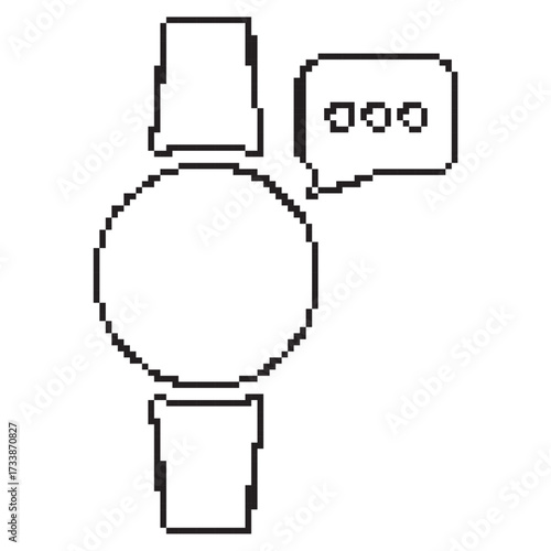 smart watch pixel icon, 8-bit. Isolated vector illustration.