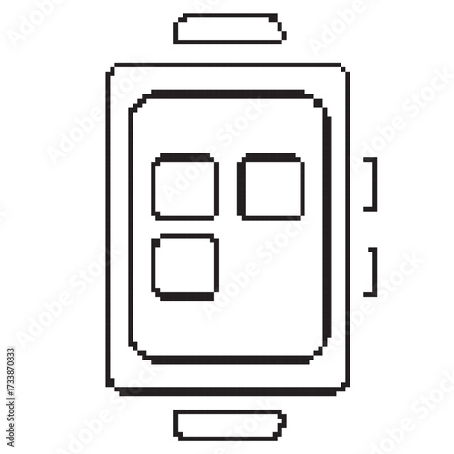 smart watch pixel icon, 8-bit. Isolated vector illustration.