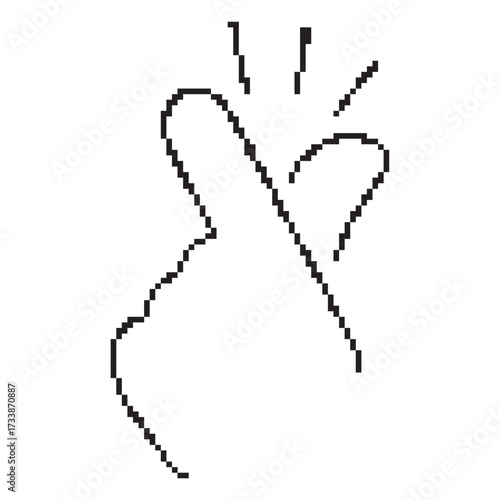 snap of fingers pixel icon, 8-bit. Isolated vector illustration.