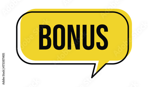 A bright yellow speech bubble displays the word bonus in bold lettering