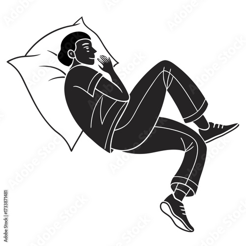 Person lying on pillow with eyes closed lying down