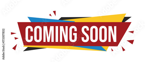 coming soon tag sticker. red label for new upcoming product. transparent png and vector.announce, badge, flag, graphic, label, overlay, poster, product, promotion, retail, ribbon, sale, shopping,