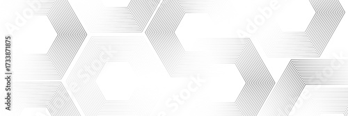 Digital abstract background with hexagon lines on gray background. Futuristic digital network line art design for poster, flyer, cover, website, banner
