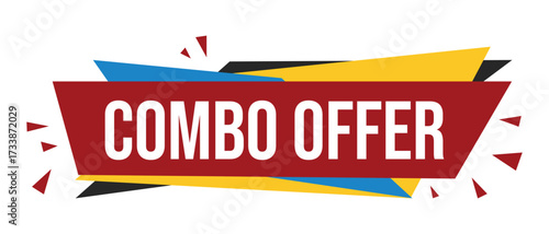 Combo offer red label icon for announcement, advertising, vector. Flat design template for banner, advertising, announcement.