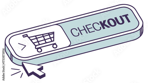 Shopping cart checkout button with cursor online shopping