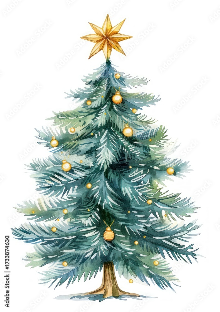 Fototapeta premium Festive Christmas tree illustration