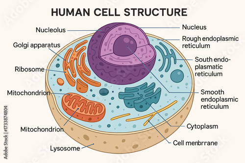 Human cell cross-section labeled diagram