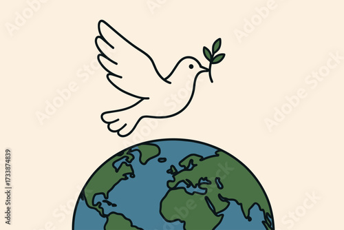 Peace dove flying over Earth illustration