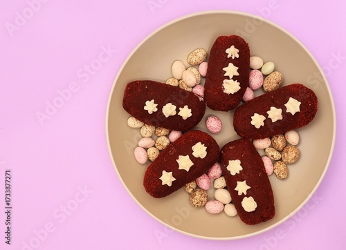heart shaped cookies on white background