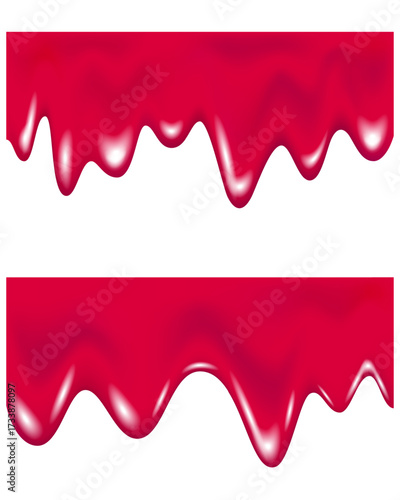 Dripping glossy pink cream, jelly or caramel border.