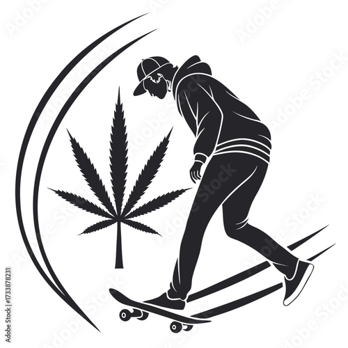 Skater boy with cannabis leaf vector graphic skateboarder