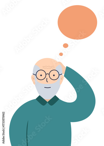 Worried man thinking or solving problem, pensive person in doubts.
