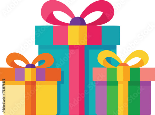 Collection of colorful gift boxes with ribbons and bows
