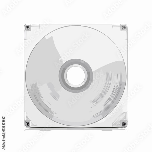 A transparent computer fan with a circular design, enclosed in a square frame, isolated on white.