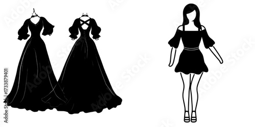 The ‘Women Back Open Criss Cross Maxi Tiered Dress With Balloon Sleeve’ is shown from both the front and back in a modern fashion illustration that utilizes CAD and technical drawing techniques,
