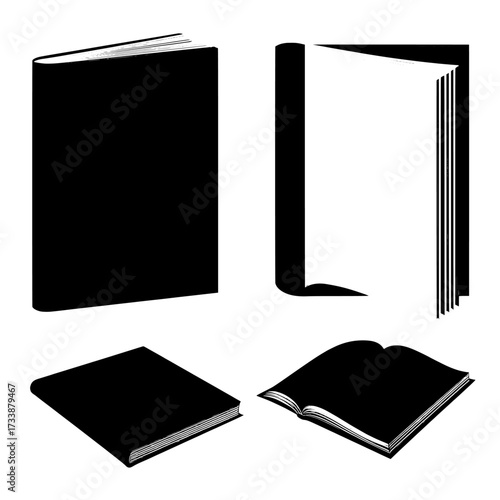 Modern realistic mock up featuring a 3d template of blank paper book with white cover, standing and lying closed as a catalog, big textbook, diary or dictionary
