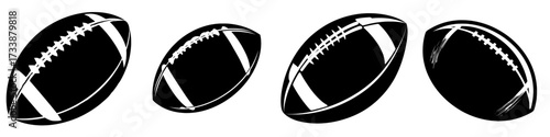 American football legend presented in a flat design style, featuring a dark brown rugby ball isolated on a modern template