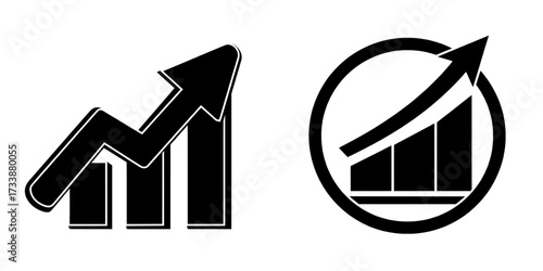 Modern set of Growth Trend Chart icon, along with Profit graph illustration and a collection of up arrow symbol or logo