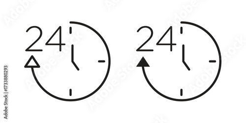Time twenty four icon. flat and stroke style Collection. simple symbol