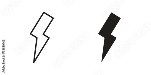 Thunder bolt icon. flat and stroke style Collection. simple symbol