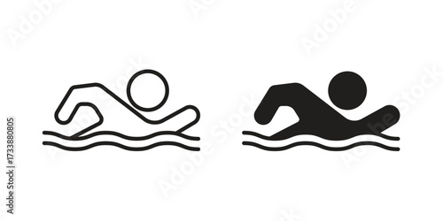Swimmer icon. flat and stroke style Collection. simple symbol