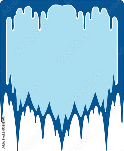 Blue icicle border with dripping effect on