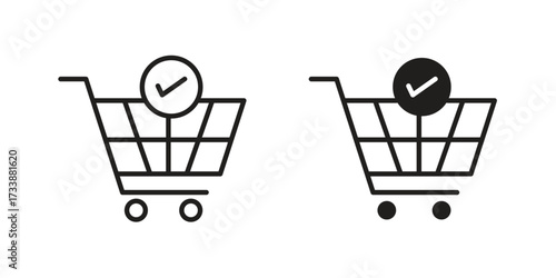 Shopping cart check icon. flat and stroke style Collection. simple symbol