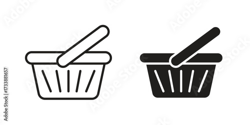 Shopping basket icon. flat and stroke style Collection. simple symbol