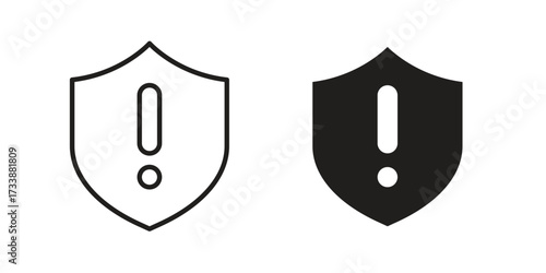 Shield exclamation icon. flat and stroke style Collection. simple symbol