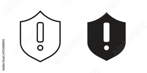 Shield exclamation icon. flat and stroke style Collection. simple symbol