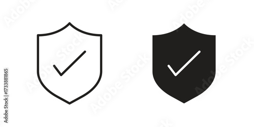 Shield check icon. flat and stroke style Collection. simple symbol