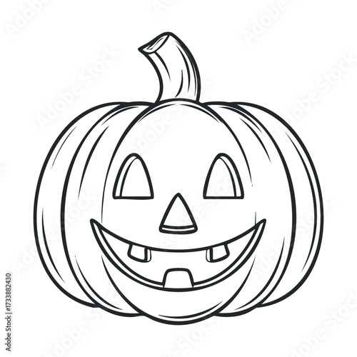 Whimsical Halloween pumpkin face for festive decorations. Vector hand drawn illustration

