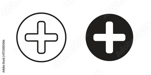 Plus icon. flat and stroke style Collection. simple symbol