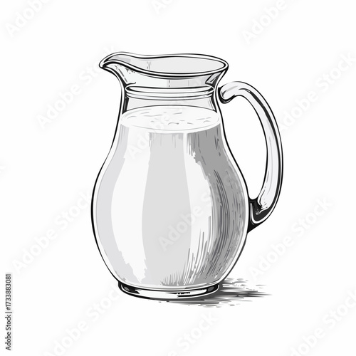 Illustration of a glass pitcher filled with milk, showcasing a classic and refreshing beverage.