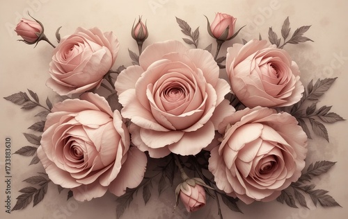 Vintage Rose Reverie in Antique Blush Tones